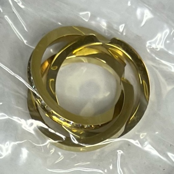 Vita Fede Interlocking Bands Rings 24k Gold Plated Brass Pave Swarovski Crystals - Picture 5 of 7